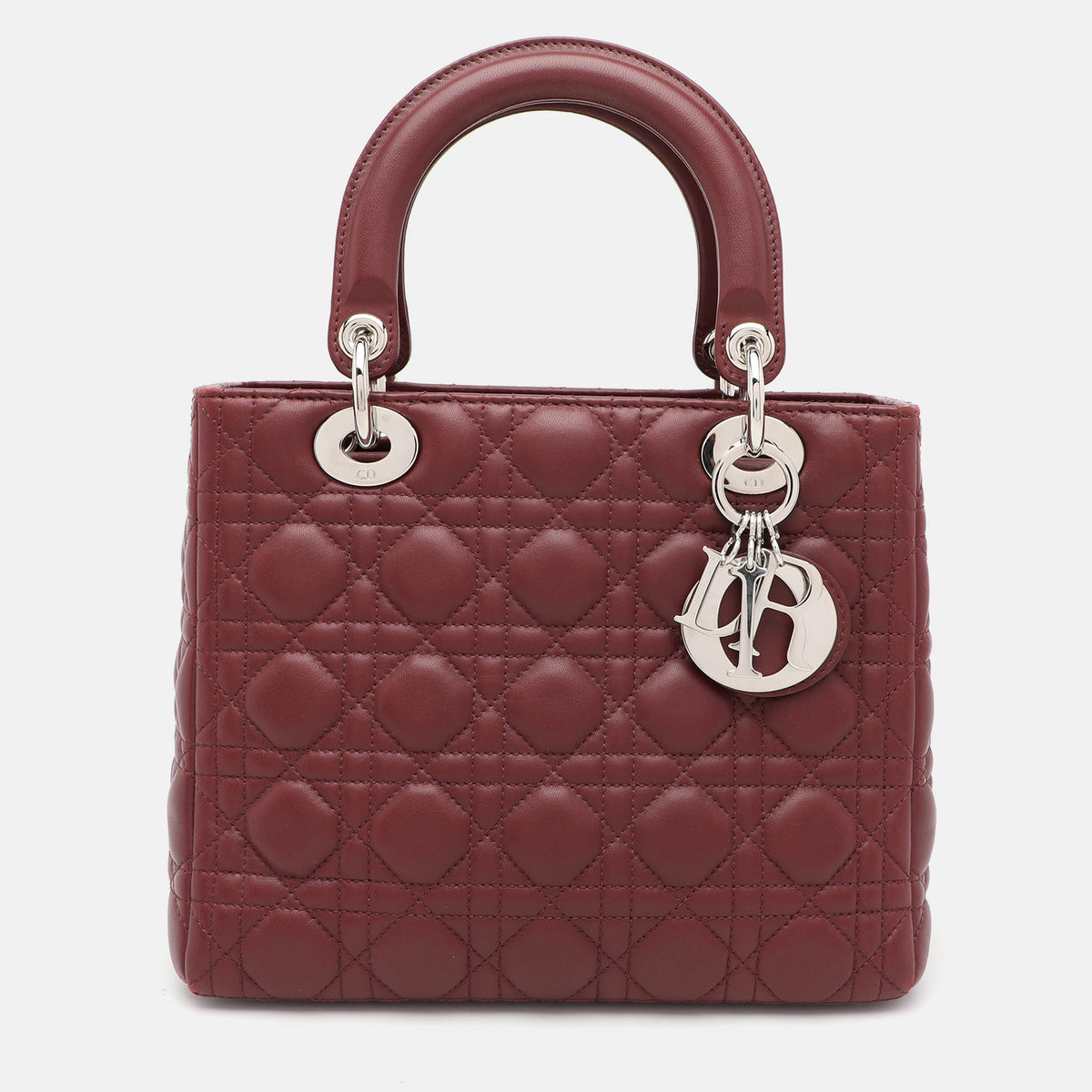 Dior Burgundy Cannage Leather Medium Lady Tote