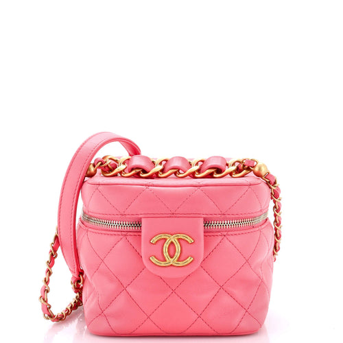 CHANEL Chain Bar Vanity Case with Chain Quilted Calfskin Small