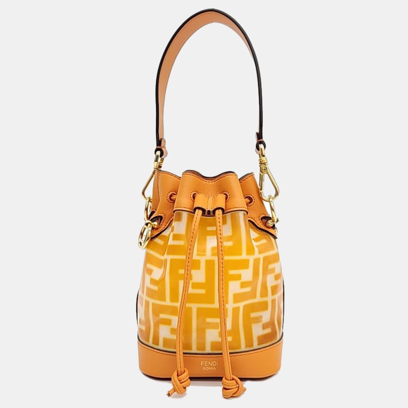 Fendi Orange Leather Mon Treso Bucket Bag