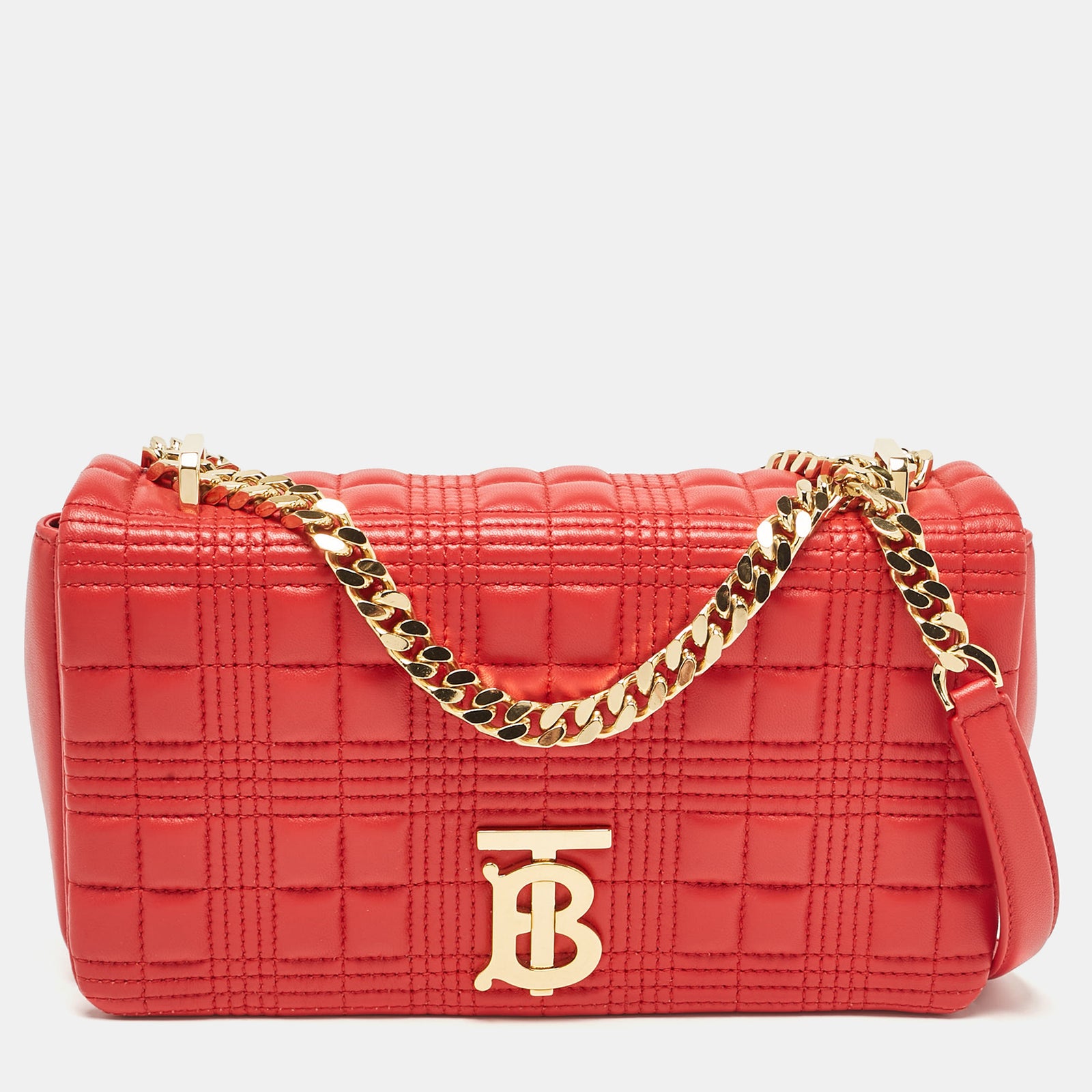 Burberry Red Quilted Leather Small Lola Chain Shoulder Bag