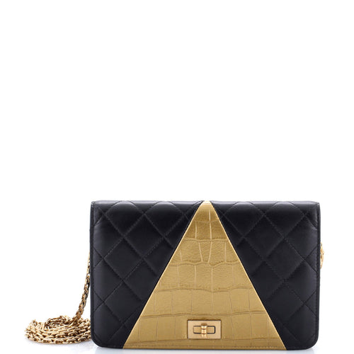 CHANEL Reissue 2.55 Wallet on Chain Crocodile Embossed Calfskin and Quilted Lambskin