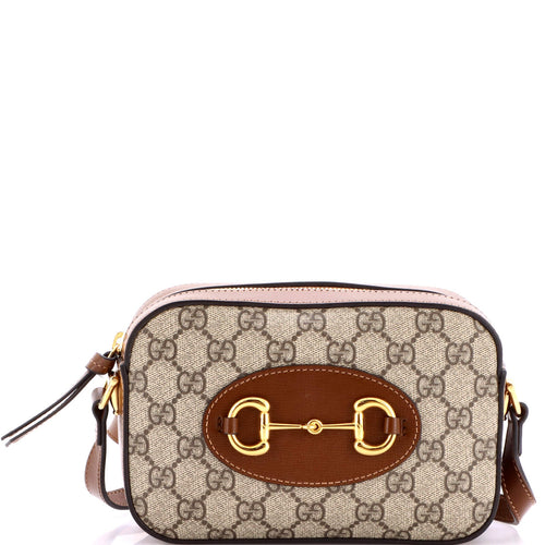 GUCCI Horsebit 1955 Camera Bag GG Coated Canvas with Leather Small