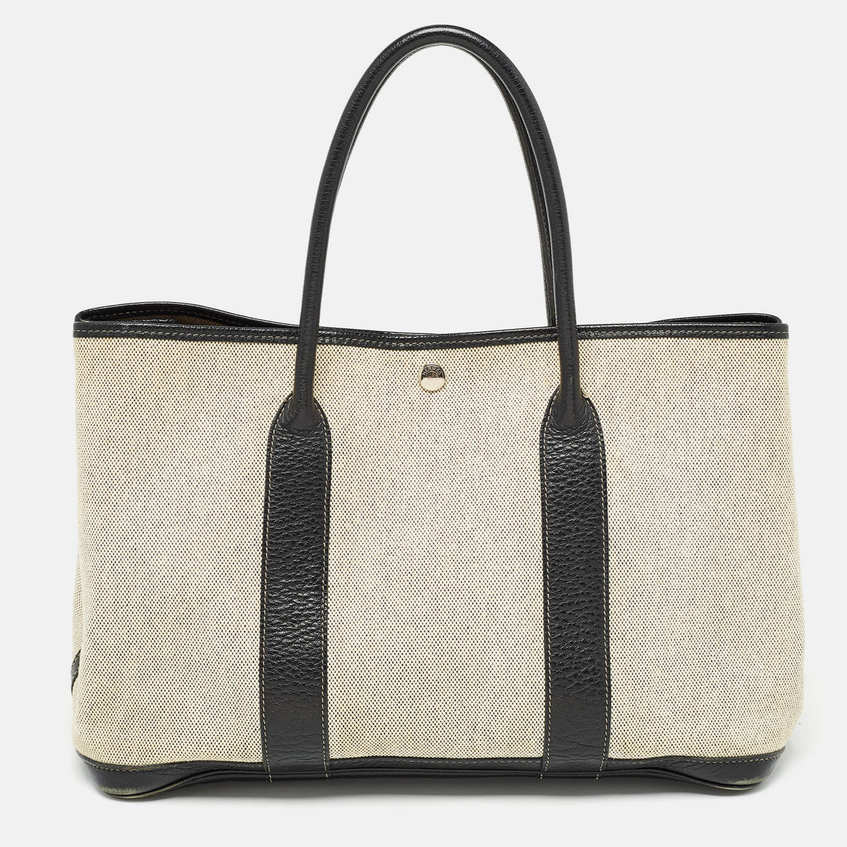 Hermès Beige/Black Toile And Negonda Leather Garden Party 36 Bag