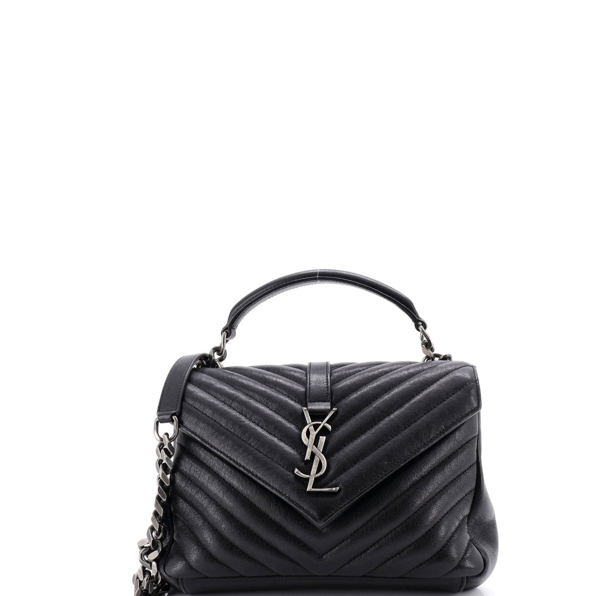 Saint Laurent Classic Monogram College Bag Matelasse Chevron Leather Medium