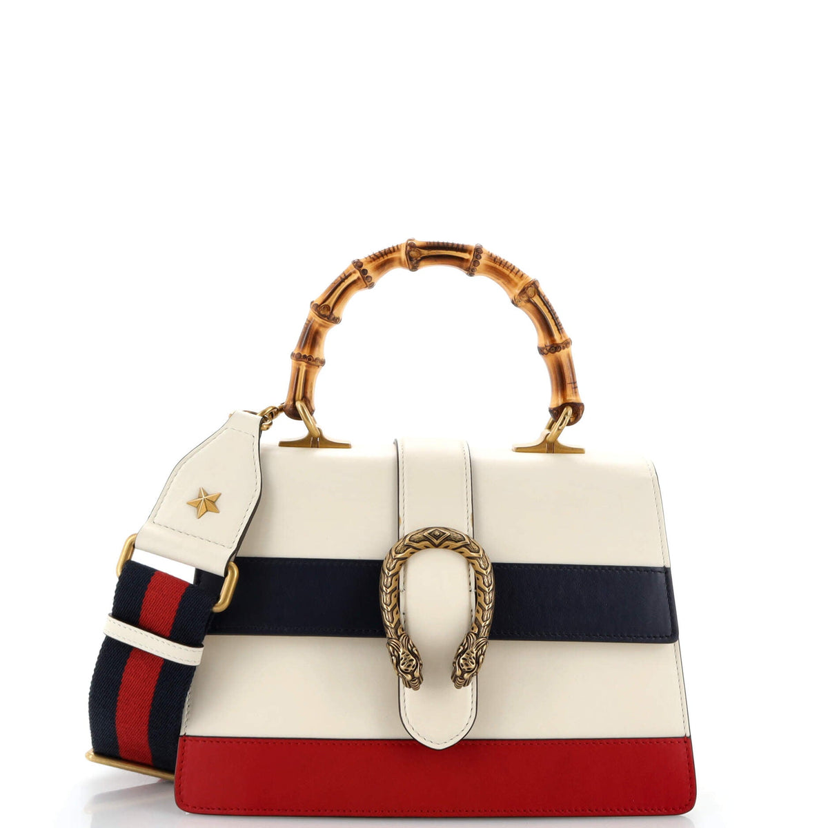 Gucci GUCCI Dionysus Bamboo Top Handle Bag Colorblock Leather Medium