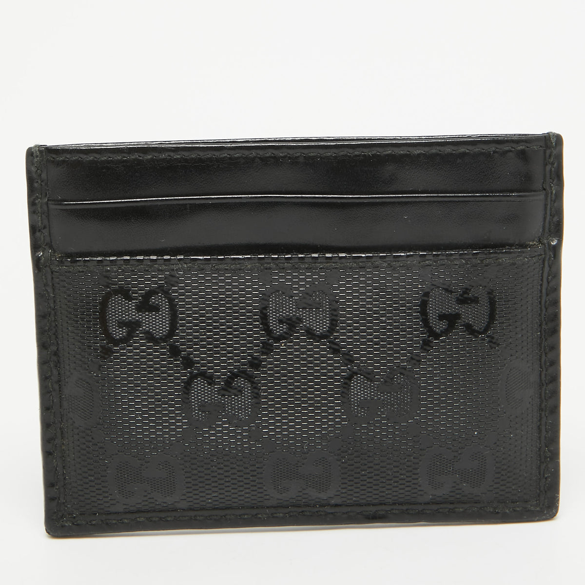 Gucci Black GG Imprime Canvas and Leather Card Holder