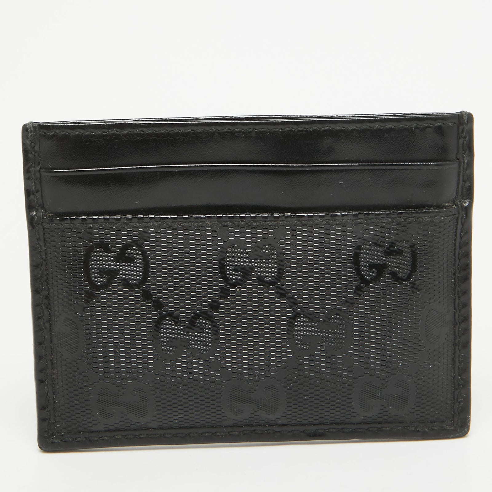 Gucci Schwarzes Kartenetui aus GG Imprime-Canvas und Leder