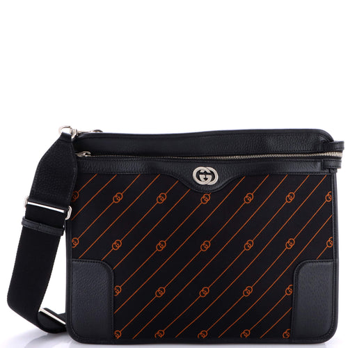 GUCCI Interlocking G Messenger Bag GG Jacquard with Leather