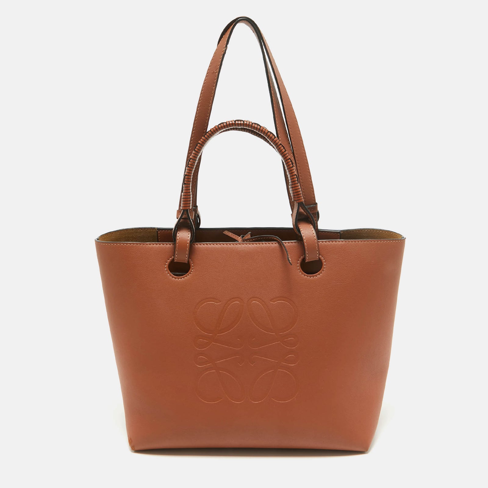 Loewe Brown Leather Small Anagram Tote