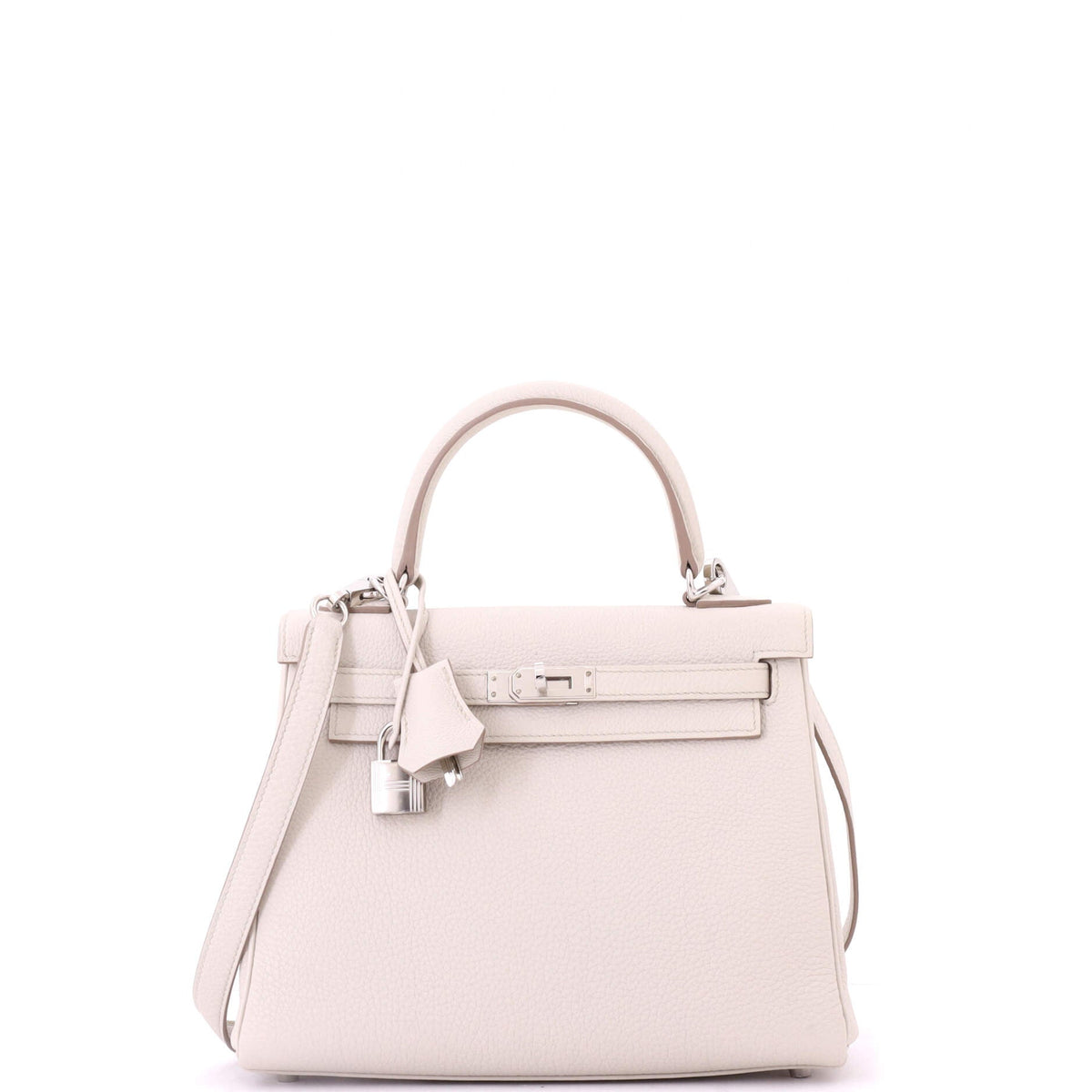 Herm?s Kelly Handbag Light Togo with Palladium Hardware 25
