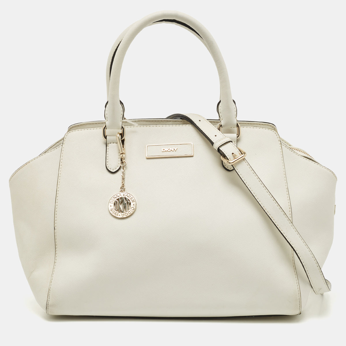 DKNY DKNY White Saffiano Leather Bryant Park Tote