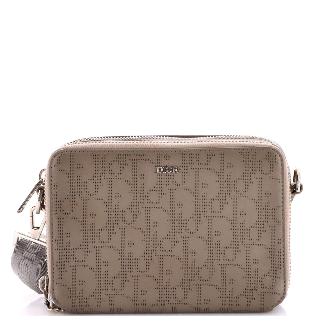 Christian Dior Double Zip Crossbody Pouch Oblique Galaxy Leather