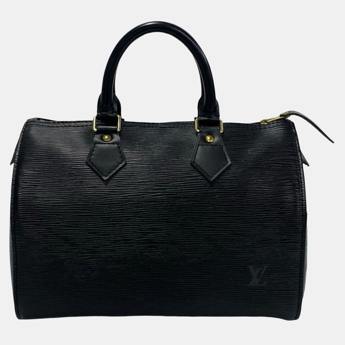 Louis Vuitton Black Leather Speedy 25 Satchel Bag