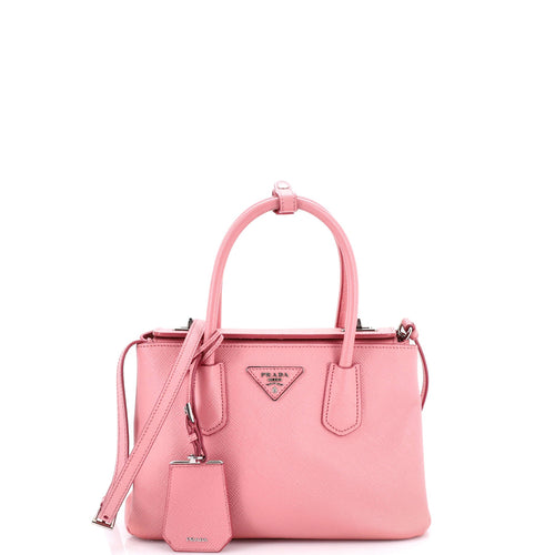 PRADA Turnlock Cuir Twin Tote Saffiano Leather Mini