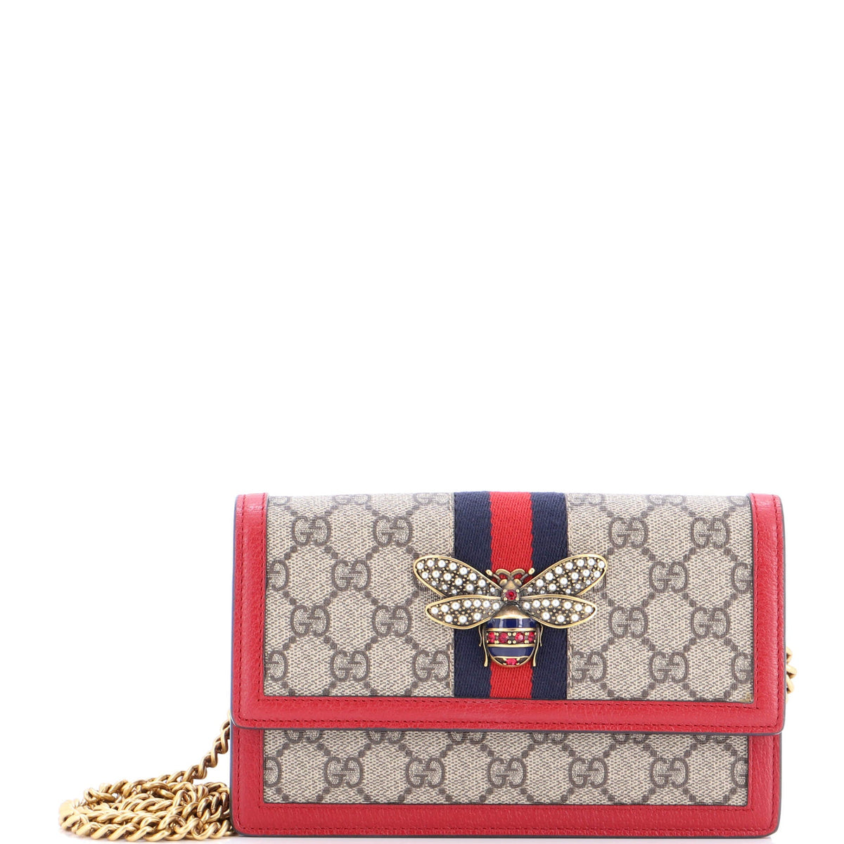 Gucci GUCCI Queen Margaret Chain Wallet GG Coated Canvas Mini