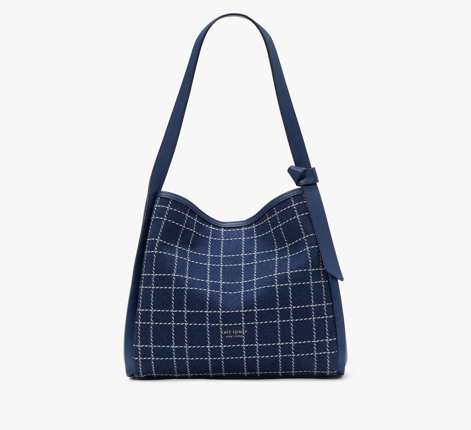 Kate Spade New York Knott Denim Check Large Shoulder Bag