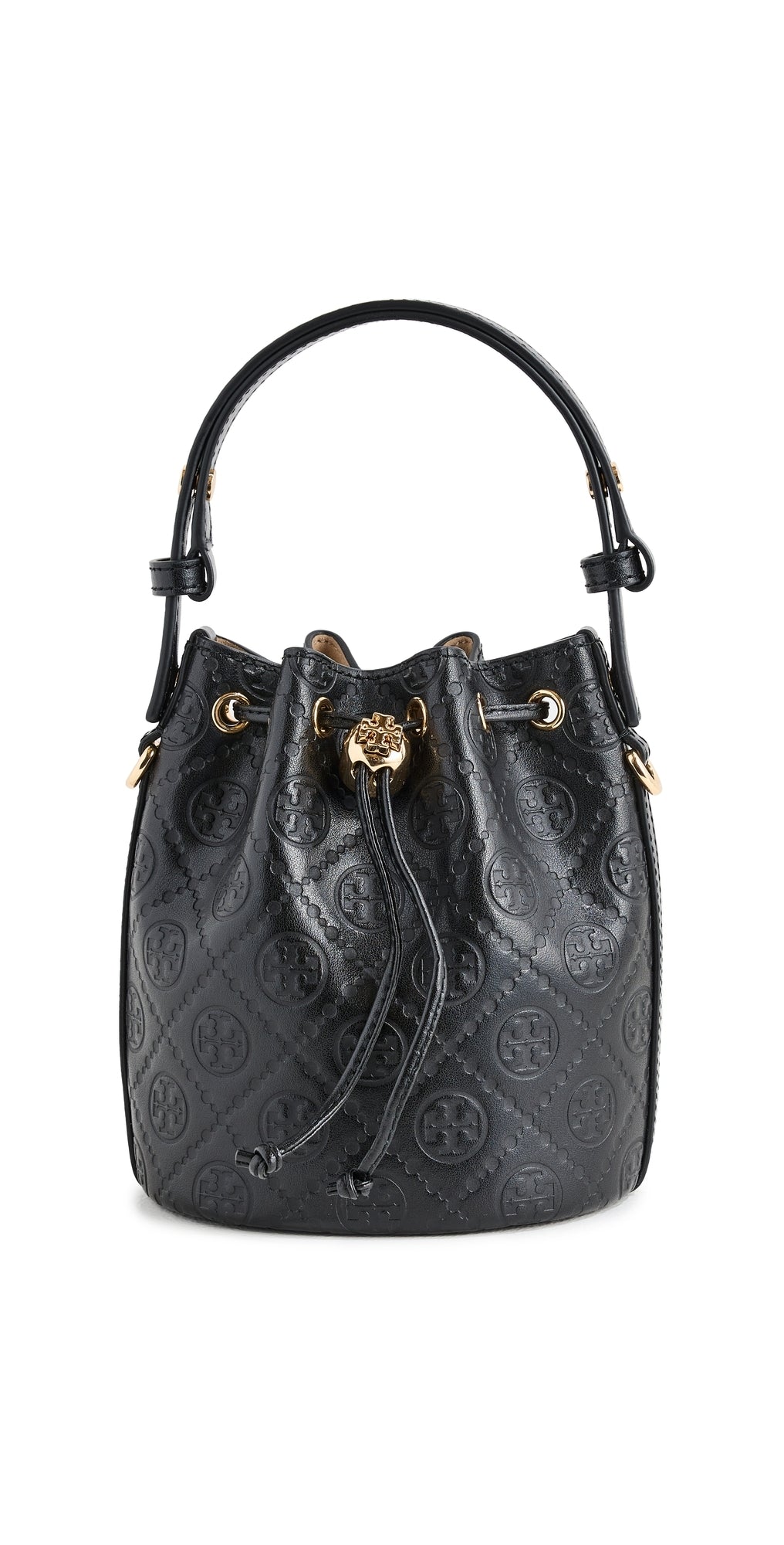 Tory Burch T Monogram Debossed Mini Bucket Bag Black One Size