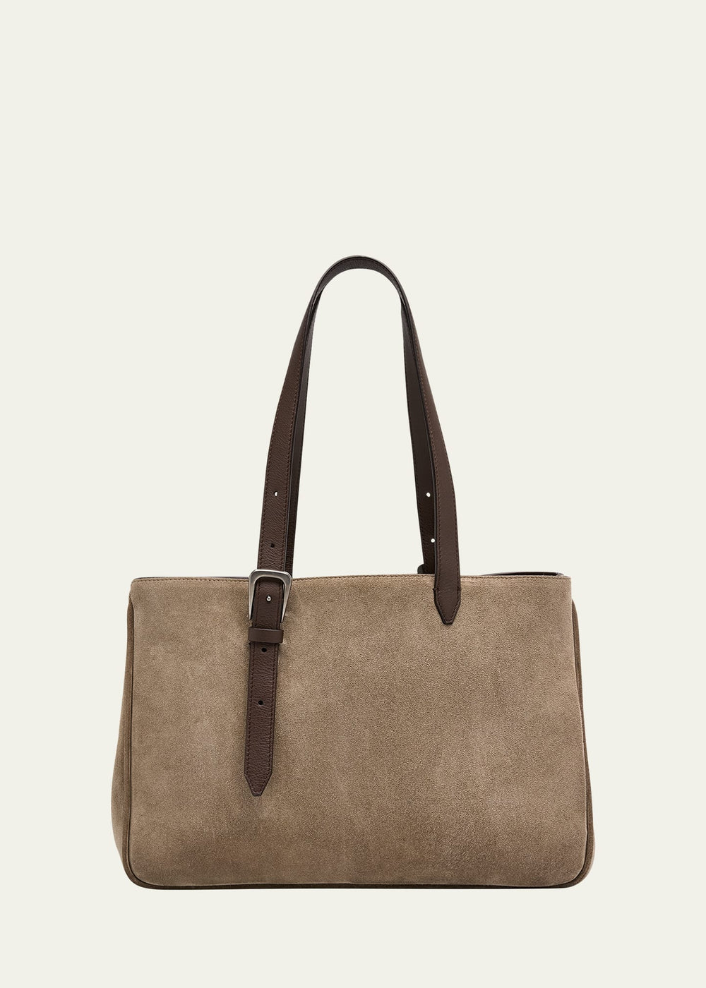 East-West Belt Velour Leather Tote Bag