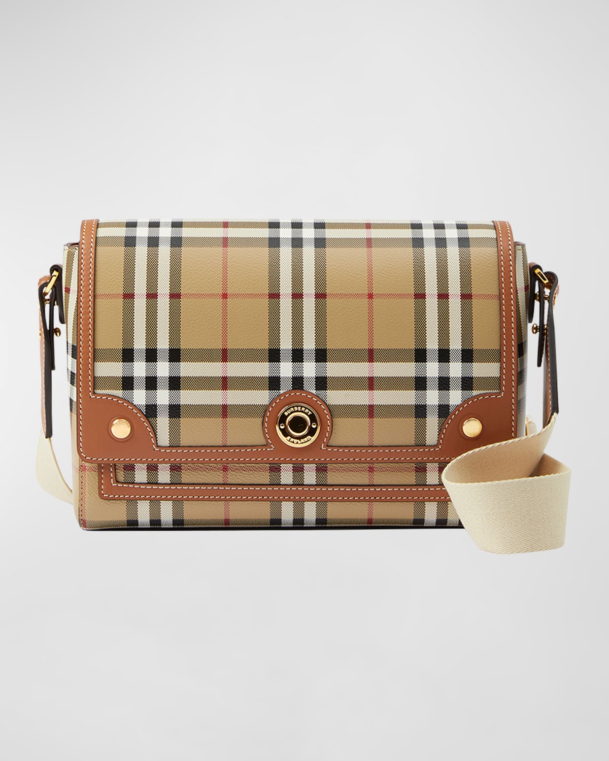 Burberry Note Check Flap Crossbody Bag