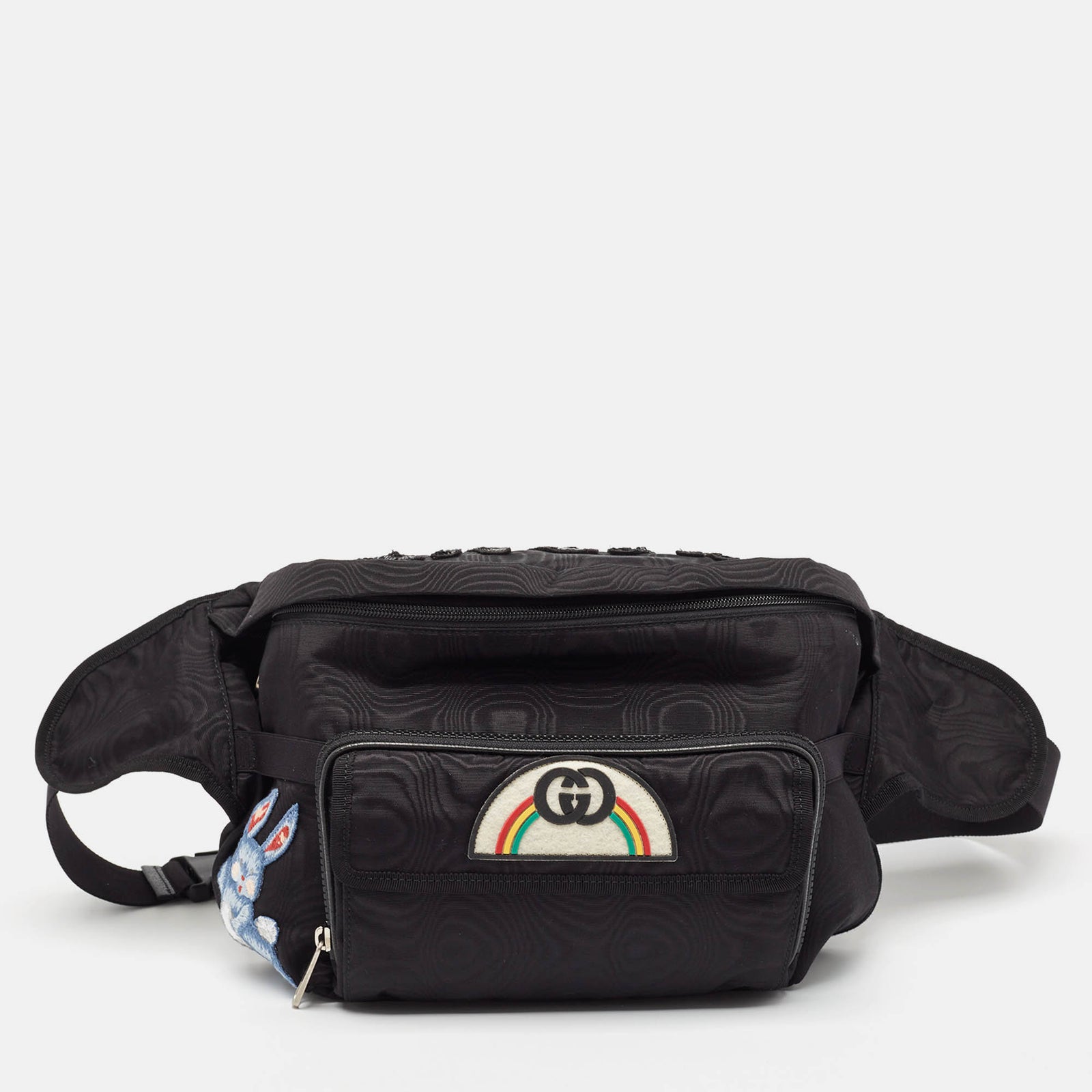 Gucci Black Nylon Tenebre Logo Patch Belt Bag