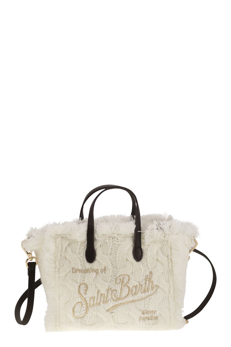 Mc2 Saint Barth Mini Vanity Bag With Bangs And Embroidered Logo in White | VAMI007
