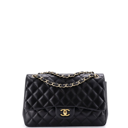 CHANEL Classic Double Flap Bag Quilted Lambskin Jumbo