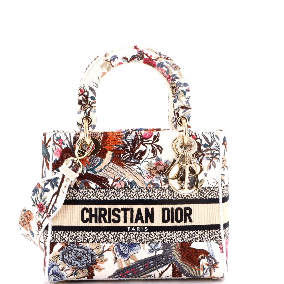 Christian Dior Lady D-Lite Bag Embroidered Canvas Medium