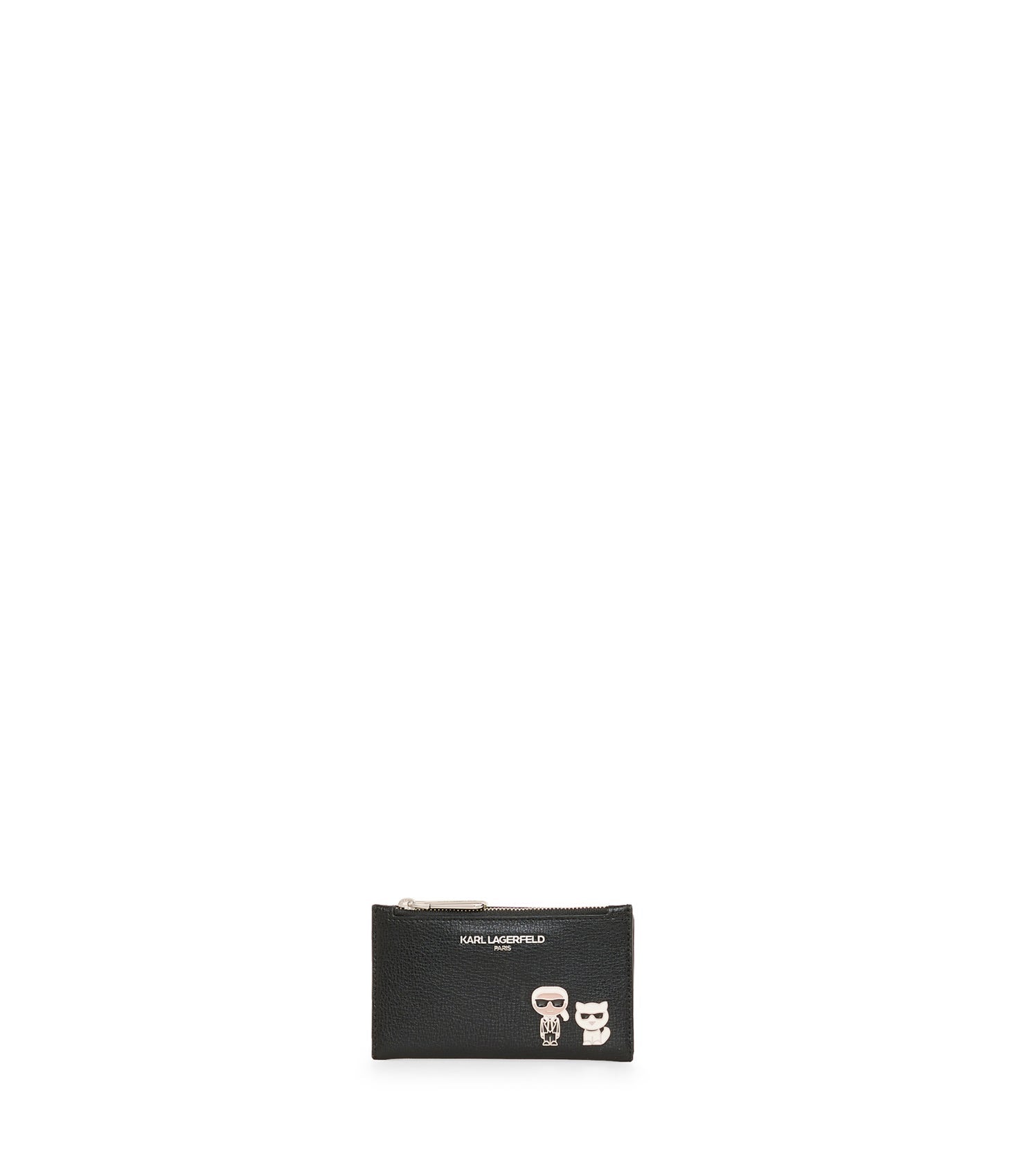 Karl Lagerfeld Paris | Women's Duo Pins Small Zip Around Wallet | Black/Silver