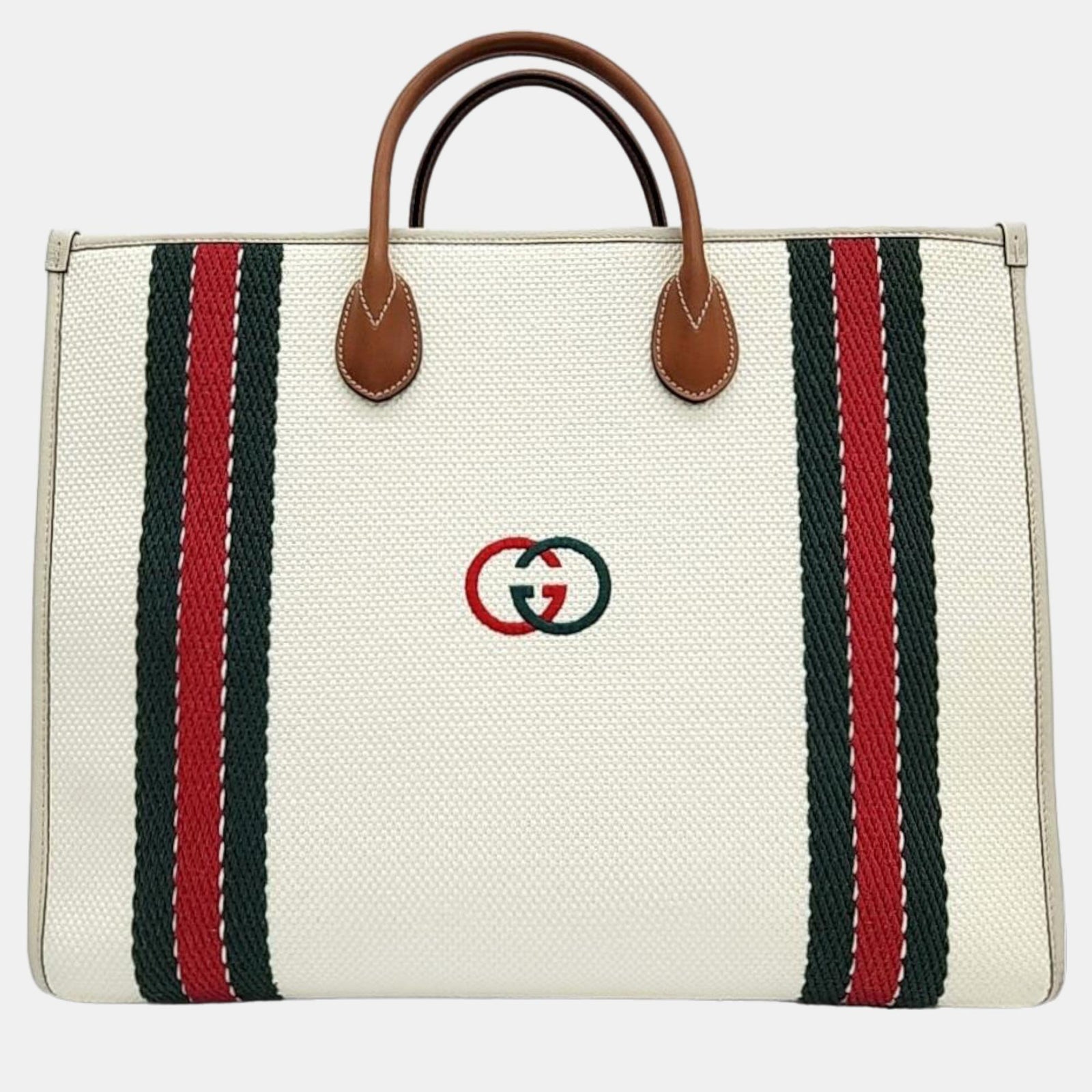 Gucci White Leather GG Shoulder Bag