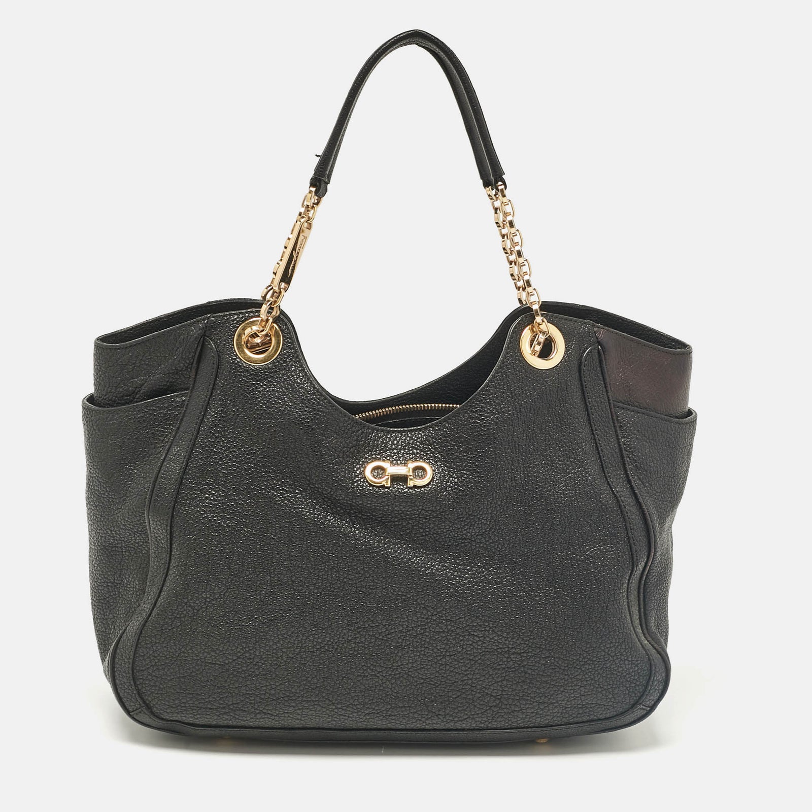 Salvatore Ferragamo Black Leather Betulla Tote