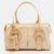 Beige Alligator Embossed Leather Boston Bag