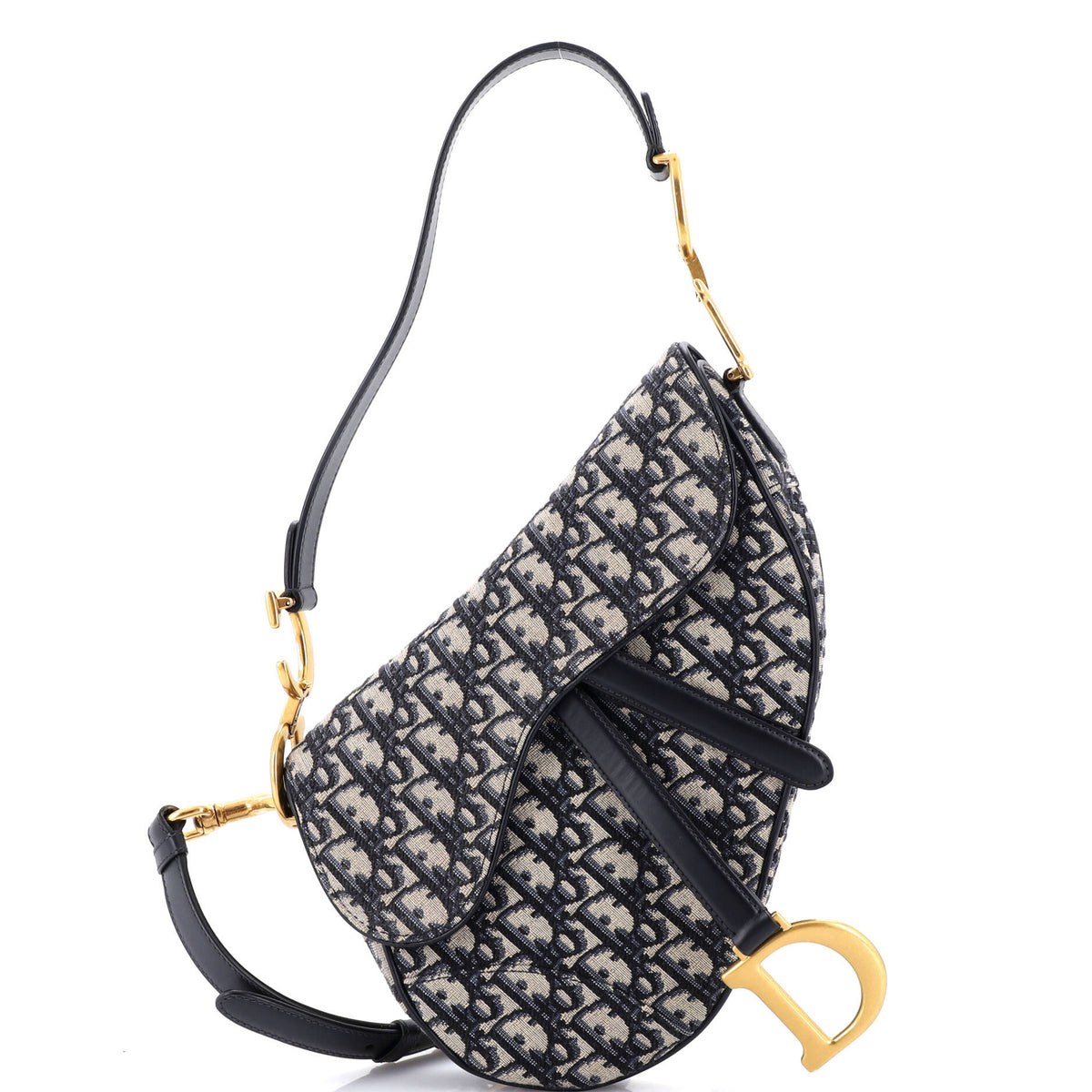 Christian Dior Saddle Handbag with Strap Oblique Canvas Medium