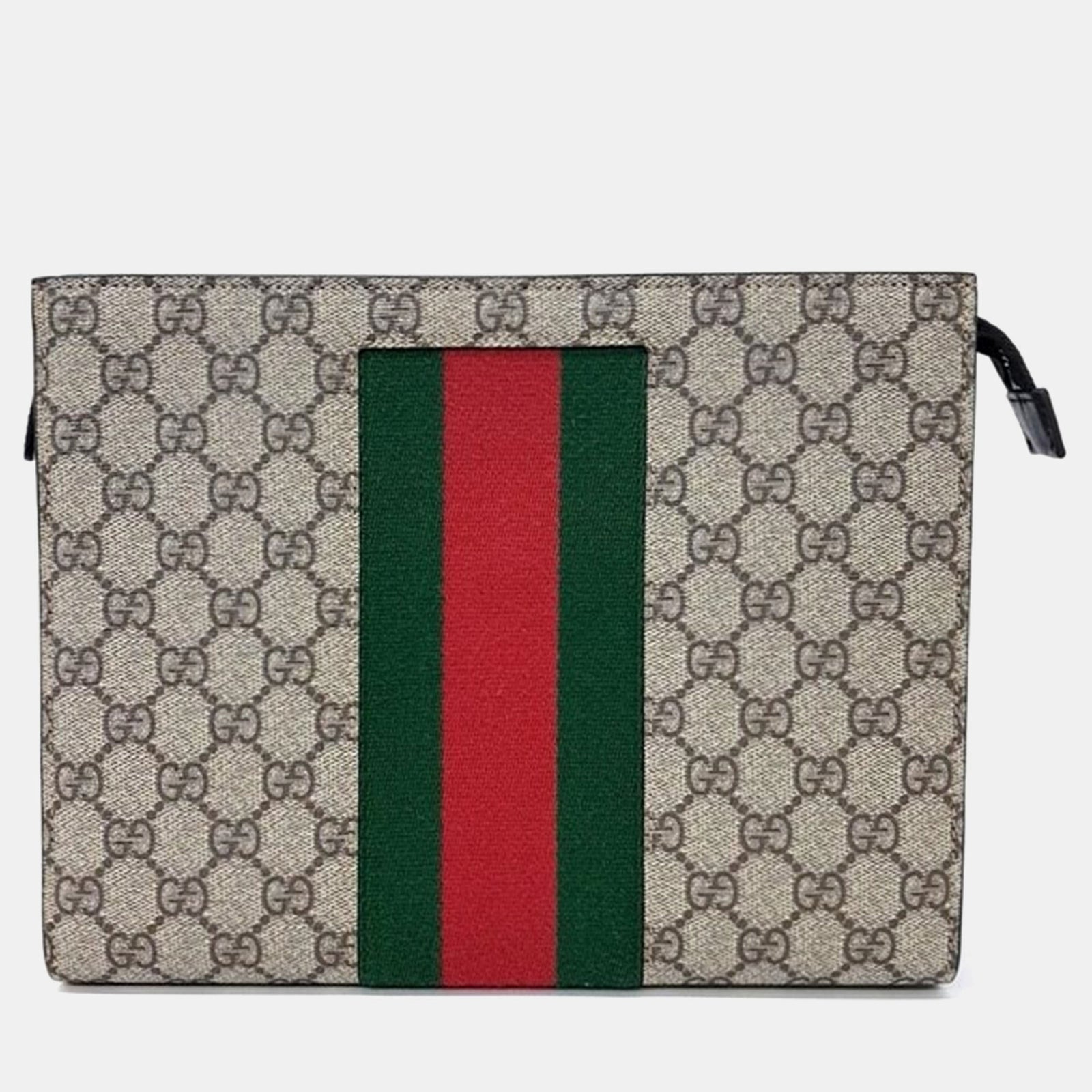 Gucci Beige Canvas GG Supreme Web Pouch