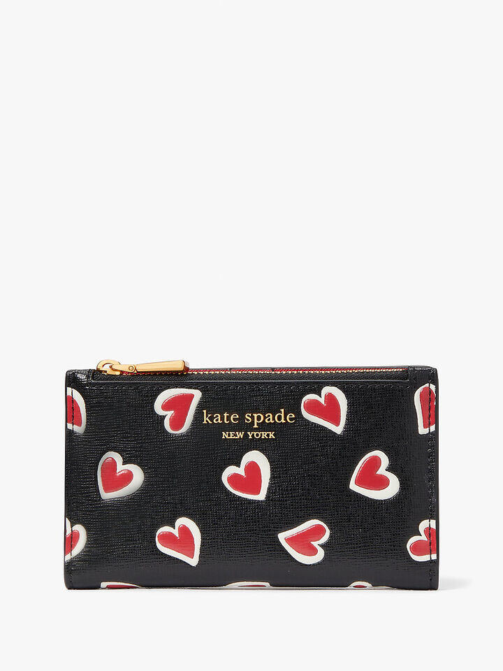 Kate Spade Au Morgan Stencil Hearts Small Slim Bifold Wallet