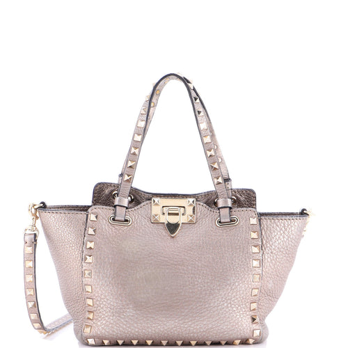 VALENTINO GARAVANI Rockstud Tote Pebbled Leather Medium