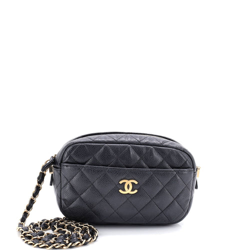 CHANEL Camera Case Bag Quilted Caviar Mini