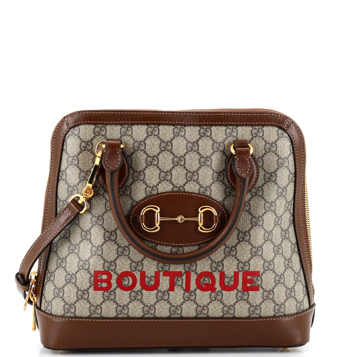 Gucci GUCCI Horsebit 1955 Top Handle Bag Printed GG Coated Canvas and Leather Medium