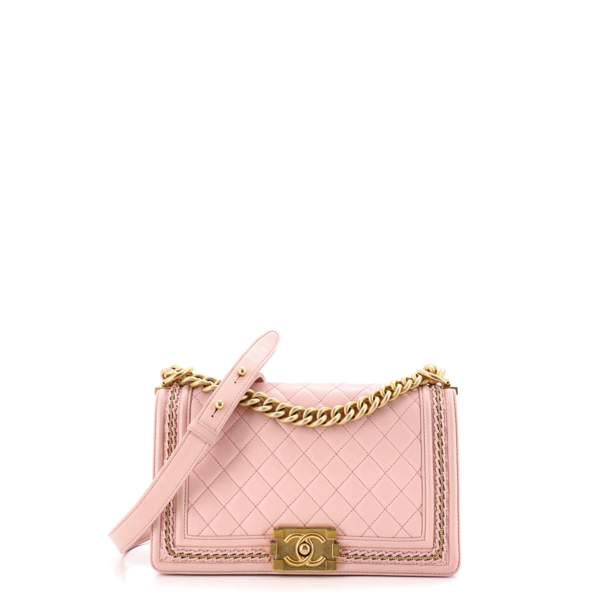 Chanel CHANEL Boy Flap Bag Quilted Lambskin with Chain Detail Old Medium