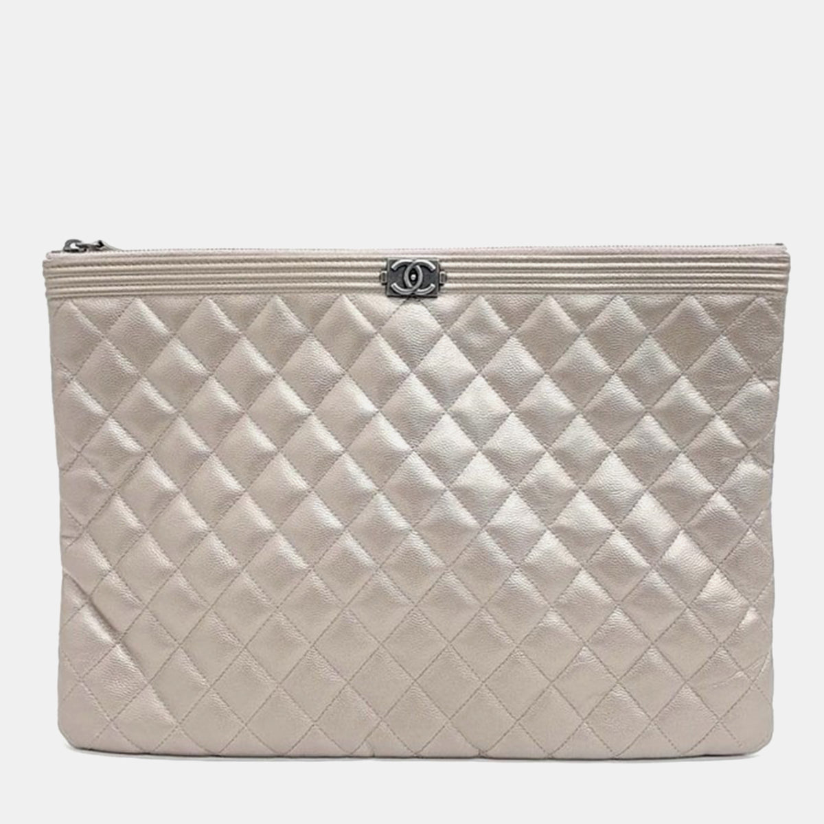 Chanel Bronze Caviar Leather Boy Large Pouch