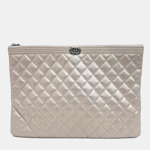 Bronze Caviar Leather Boy Large Pouch