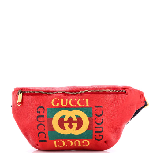 GUCCI Logo Belt Bag Printed Leather Medium