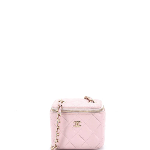 CHANEL Classic Vanity Case with Chain Quilted Caviar Mini