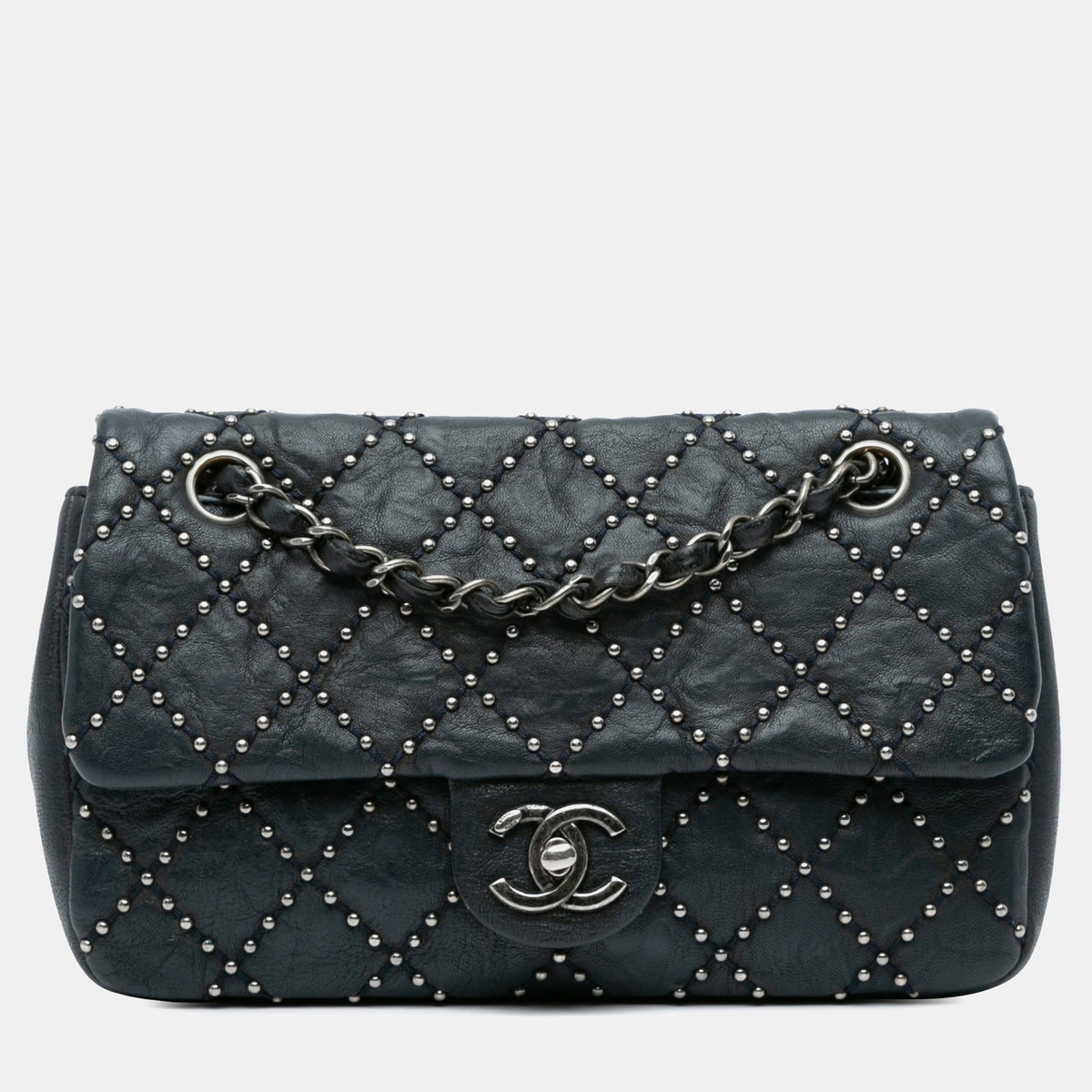 Chanel Washed Lambskin Studded Metal Beauty Flap