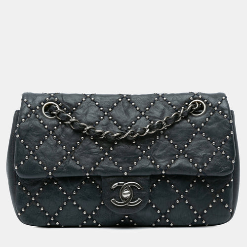 Washed Lambskin Studded Metal Beauty Flap