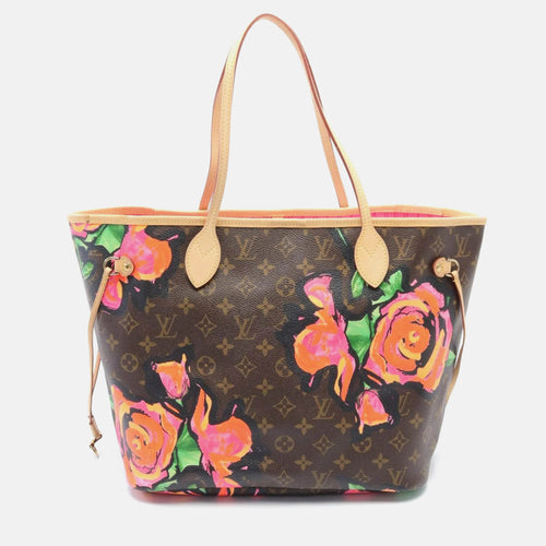 Stephen Sprouse Multicolor Monogram Roses Coated Canvas Neverfull MM Tote Bag