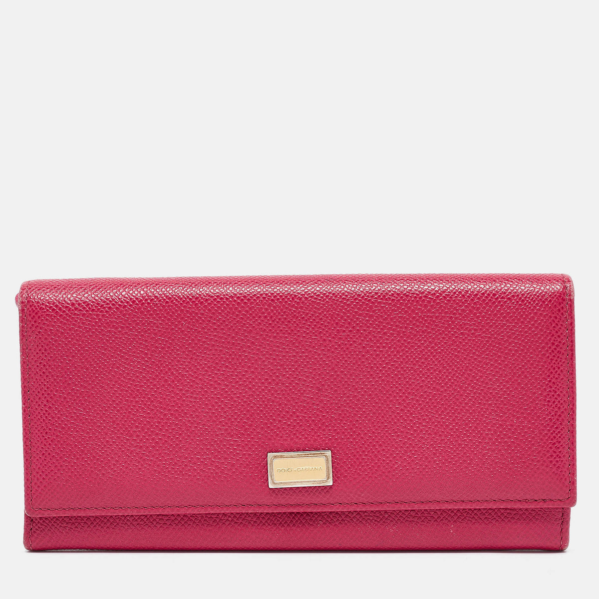 Dolce & Gabbana Fuchsia Leather Flap Continental Wallet