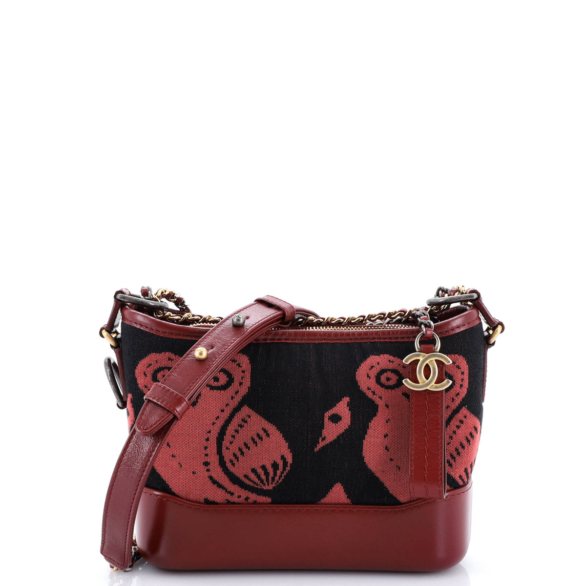 Chanel CHANEL Gabrielle Hobo Printed Knit Fabric and Leather Small