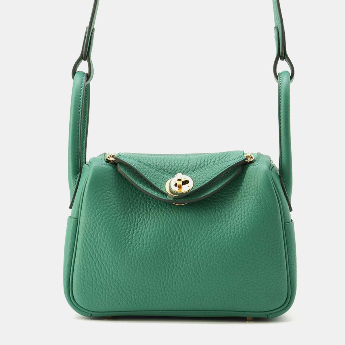 Hermès Vert Yucca  Leather Mini Lindy Shoulder Bag
