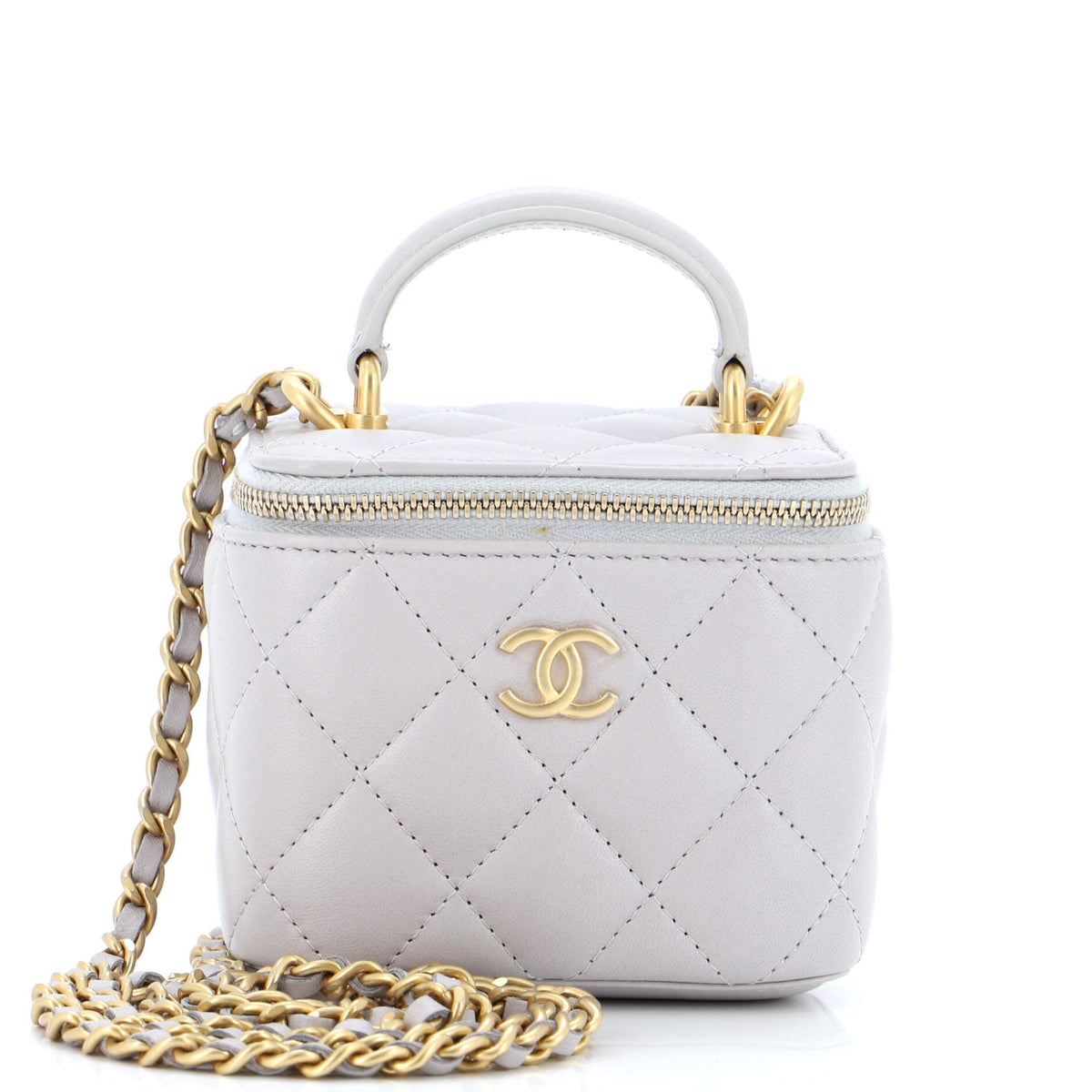 Chanel CHANEL Classic Top Handle Vanity Case with Chain Quilted Lambskin Mini