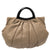 Taupe Leather Pleated Top Handle Bag